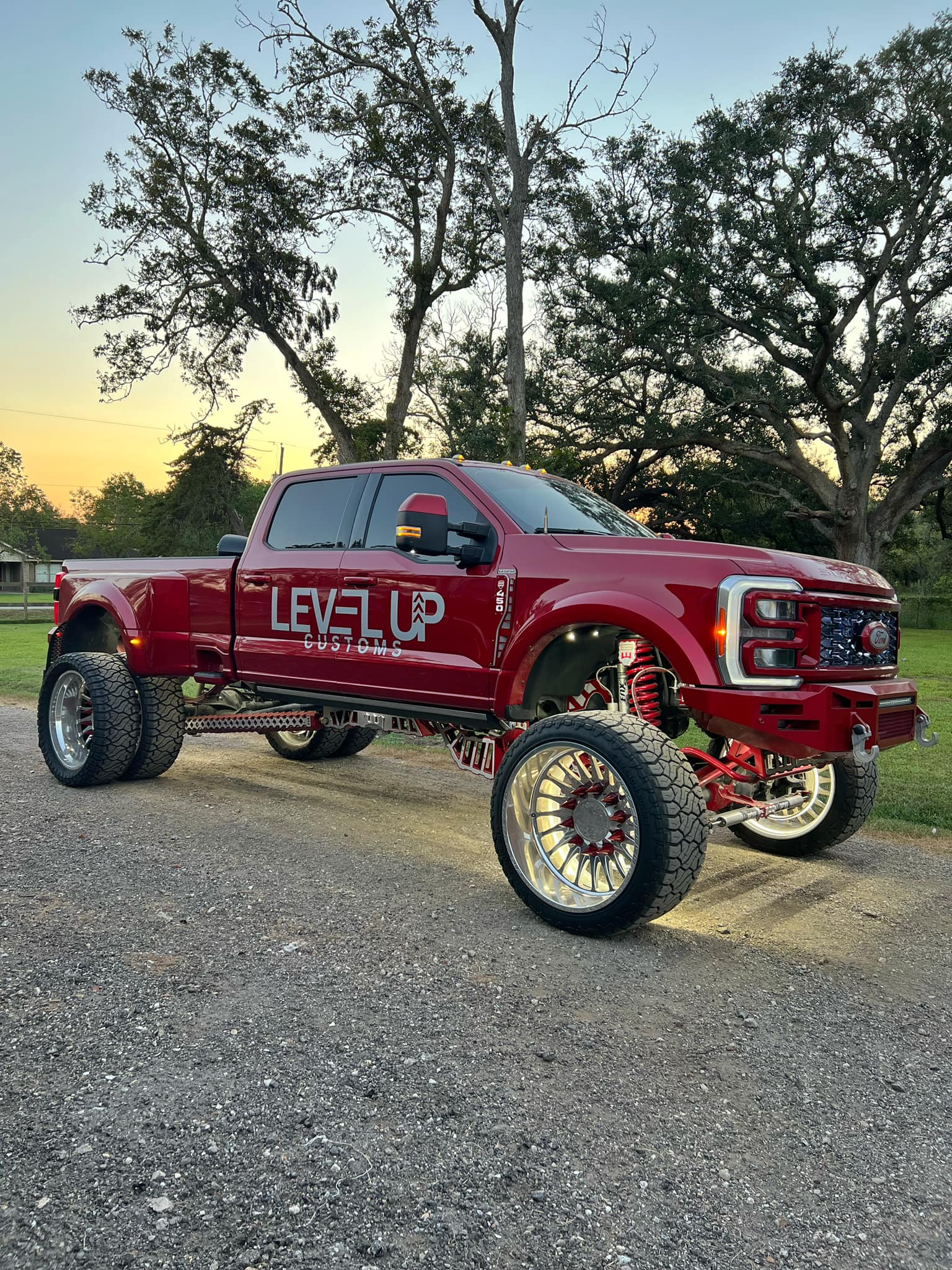 Lifted Ford F-450 with suspension lift kit, Level Up Customs, Alvin TX